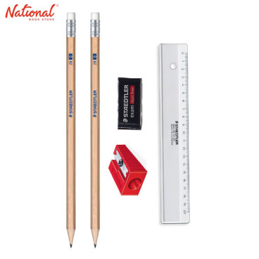 Staedtler 2B Wooden Pencils Natural 2's with Eraser, Sharpener and Ruler 13240NC/2E400KP150