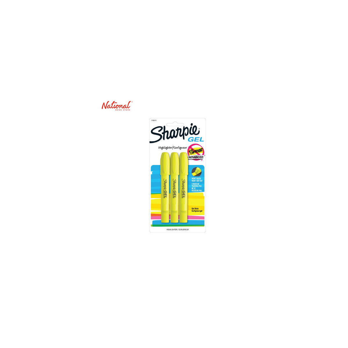 Sharpie Gel Stick Highlighters 3's Fluorescent Yellow 4016602