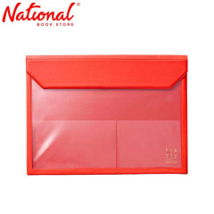 King Jim Plastic Envelope 5366 A4 Magnetic Lock Expandable Red - Office Supplies