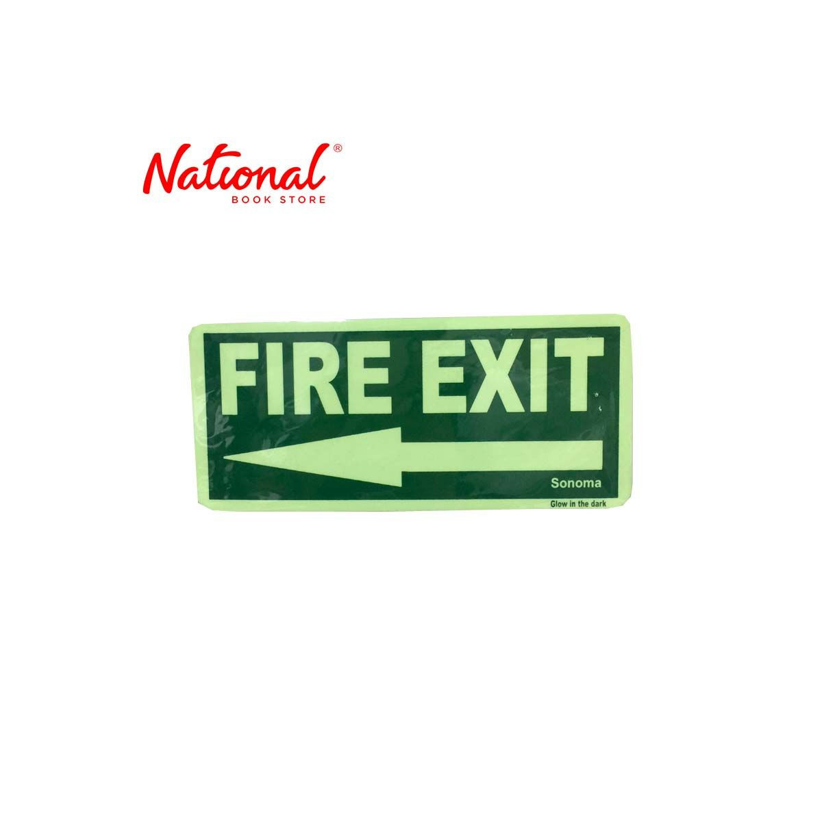 Sonoma Signage Luminous Green Fire Exit Left Arrow - Office Business Supplies