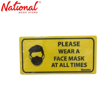 Sonoma Signage 4x8 inches Yellow Please Wear Facemask at all times - Business Office Supplies