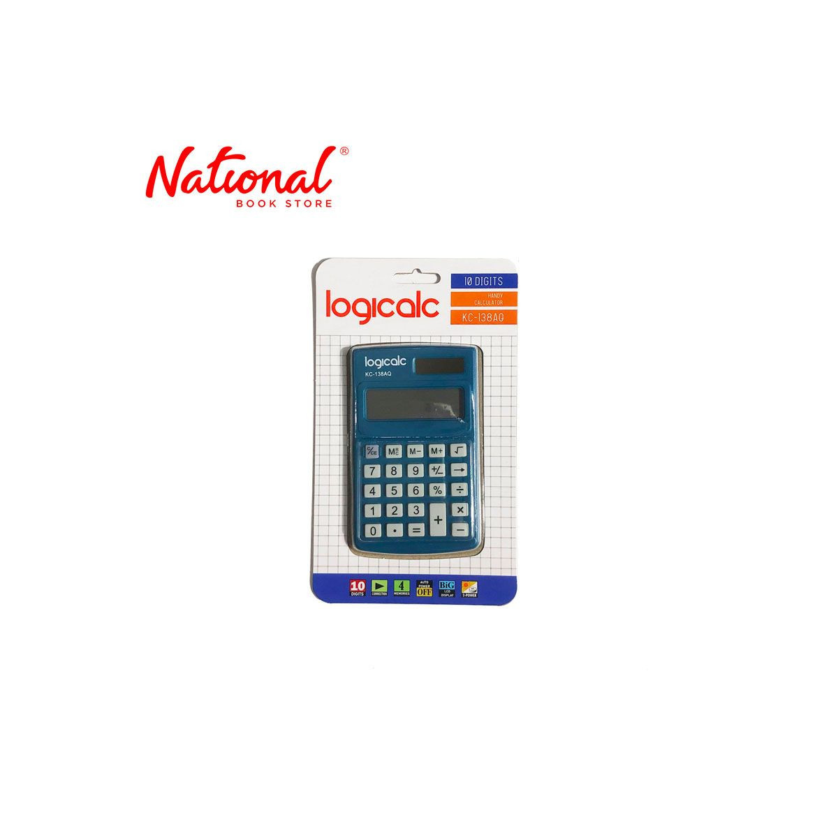 Logicalc Handheld Calculator LHCKC138AQ 10 digits, Blue - School & Office Essentials