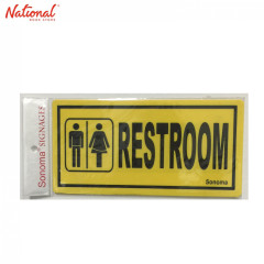 Sonoma Signage 4x8 inches Yellow Restroom - Office - Business - Essentials