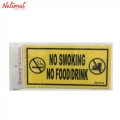 Sonoma Signage 4x8 inches Yellow No Smoking/Food/Drink -...