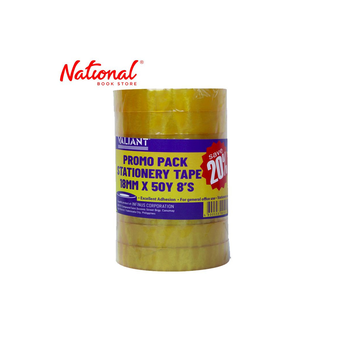Valiant Promo Pack Adhesive Tape Big Roll 8 Pieces 18mmX50y - Adhesives - School & Office Essentials