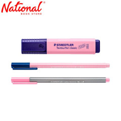 Staedtler Highlighter And Fineliner 2s Pastel Set Pink PWSSP1 - School & Office Supplies